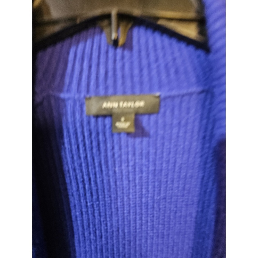Ann Taylor Loft Women's Electric Blue Rib Cardigan Open Front Size Small - Picture 2 of 10
